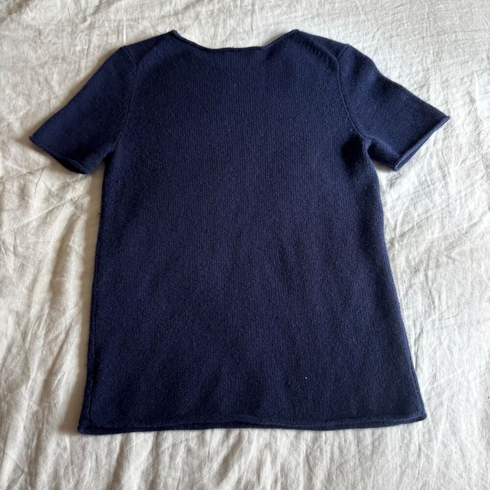 Theory Cashmere Short Sleeve Crew Neck Shirt Navy Size P - Picture 7 of 8